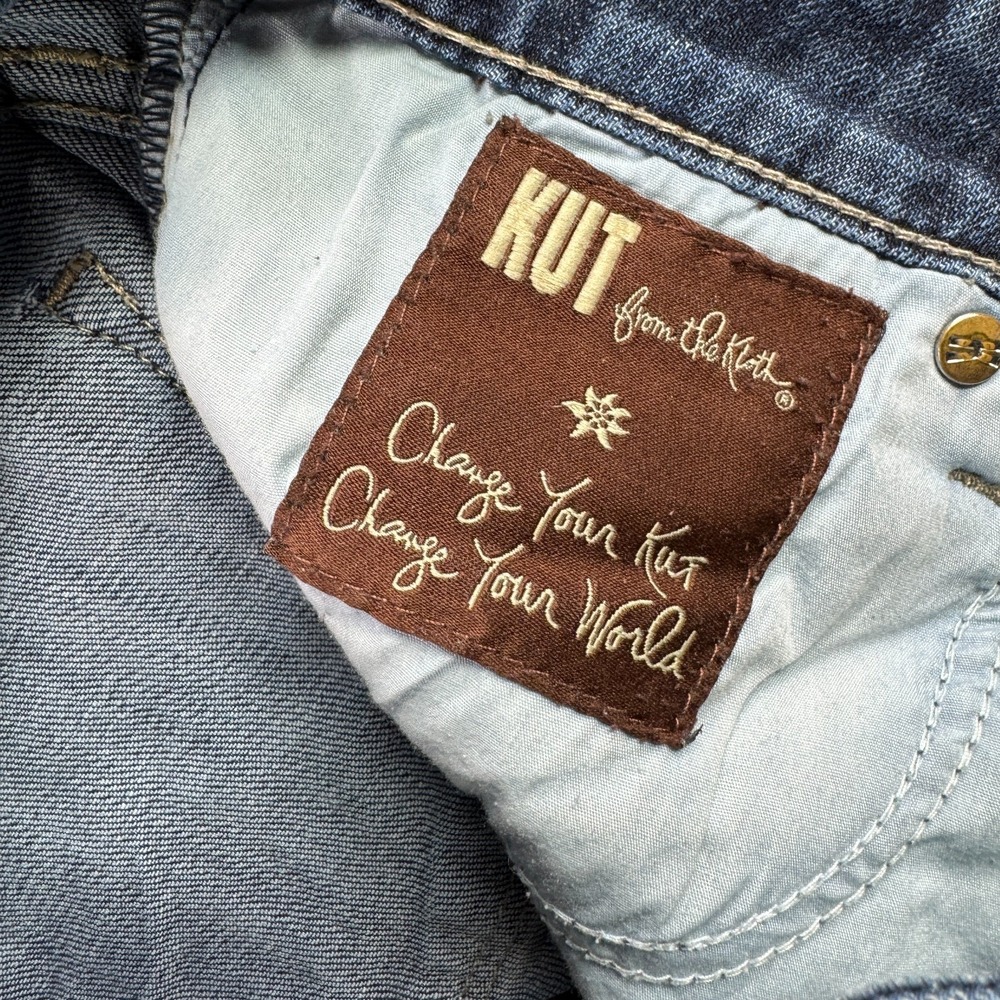 Kut from the Kloth Jeans Women 8 Kelsey Mid Rise Ankle Flare Distressed Patch - Picture 7 of 12
